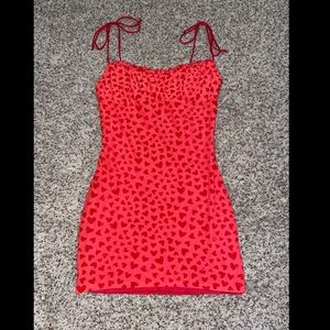 Motel Red Heart Mesh Mini Dress